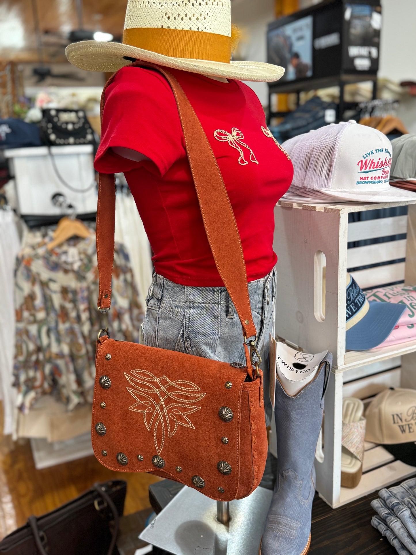 Rich Clay Suede Boot Stitch Purse