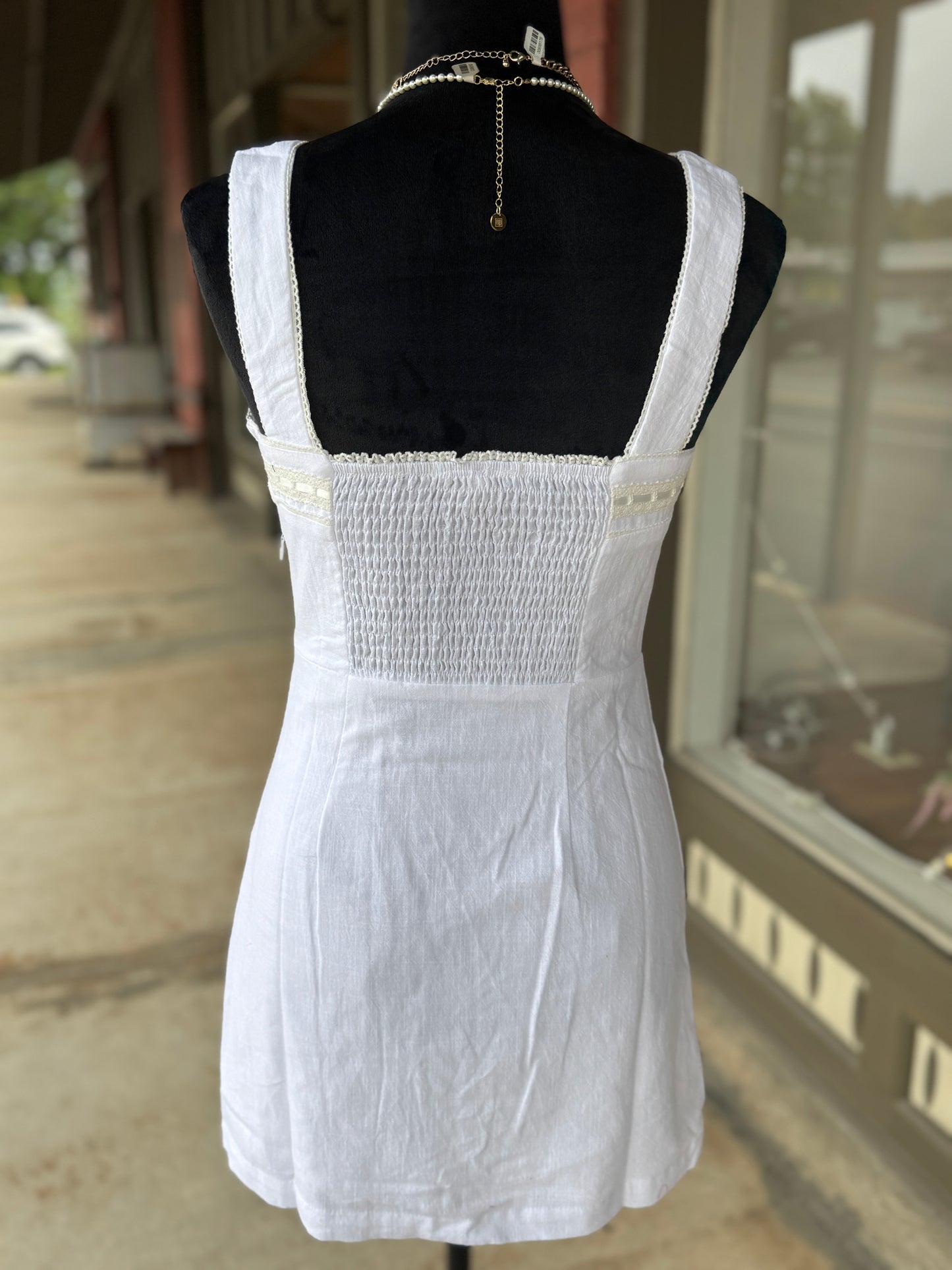 Off White Linen Mini Dress