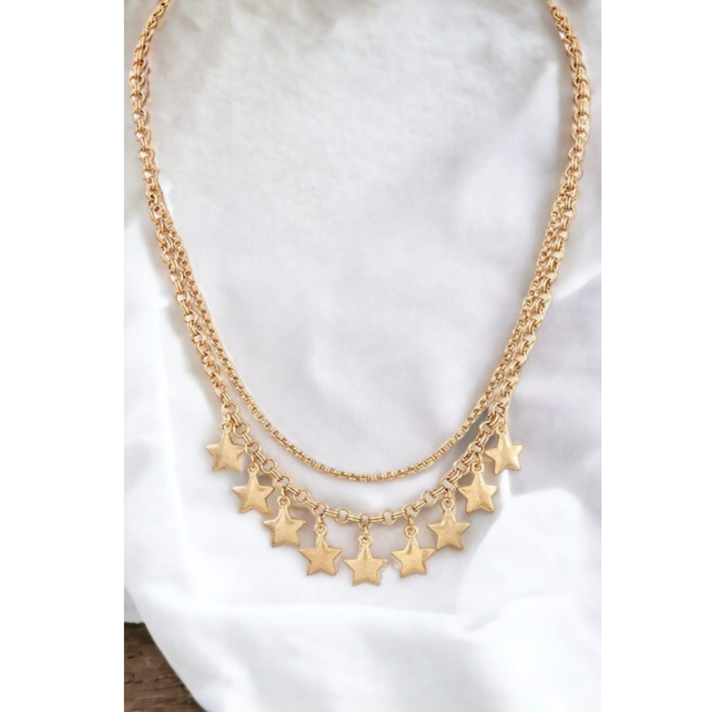 Worn Star Layered Charm Necklace