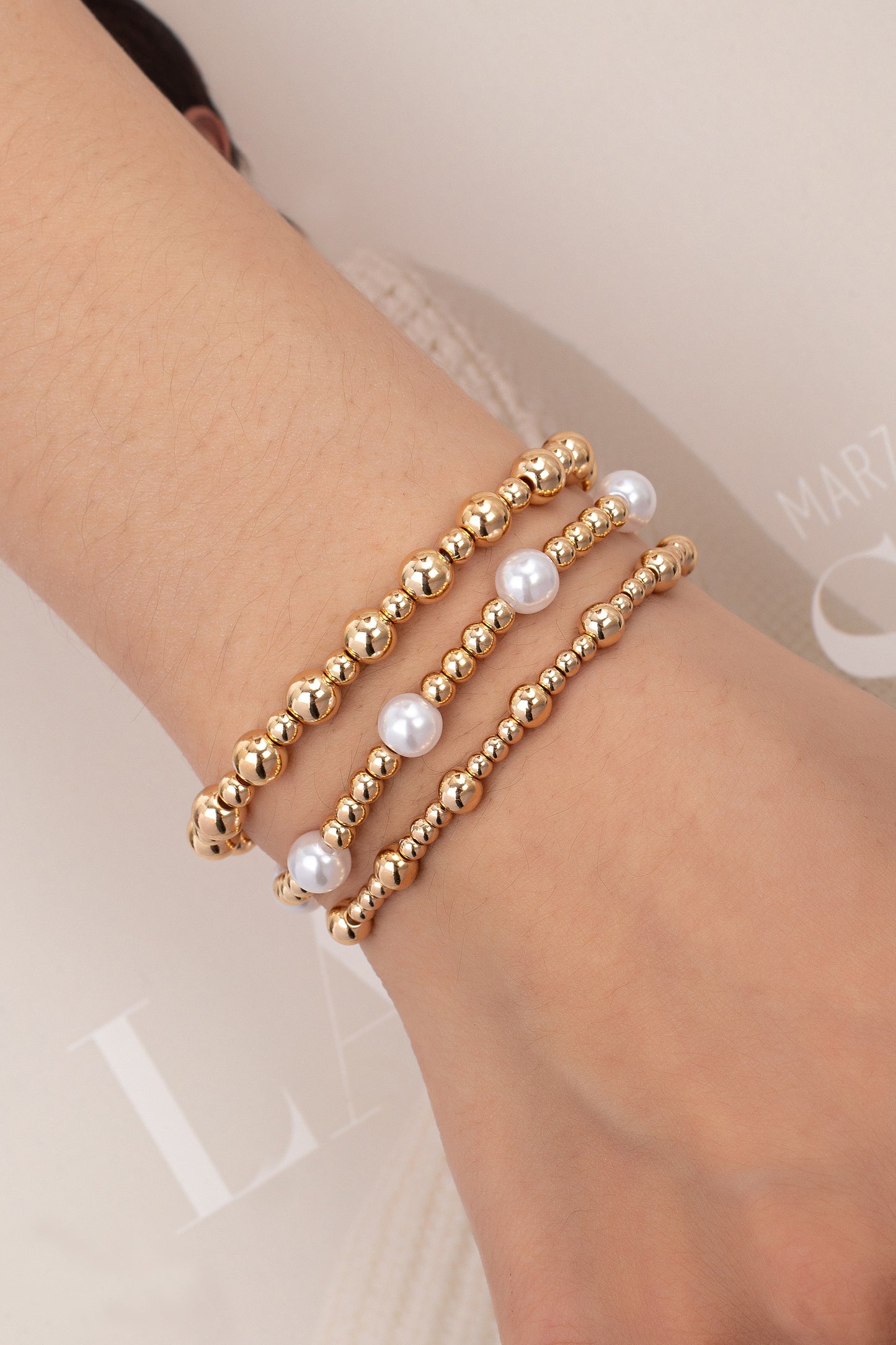 3 Bead Pearl Bracelet Set