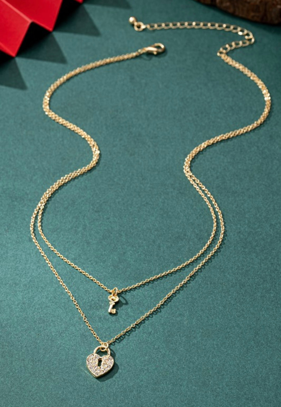 Lock & Key Heart Layered Necklaces