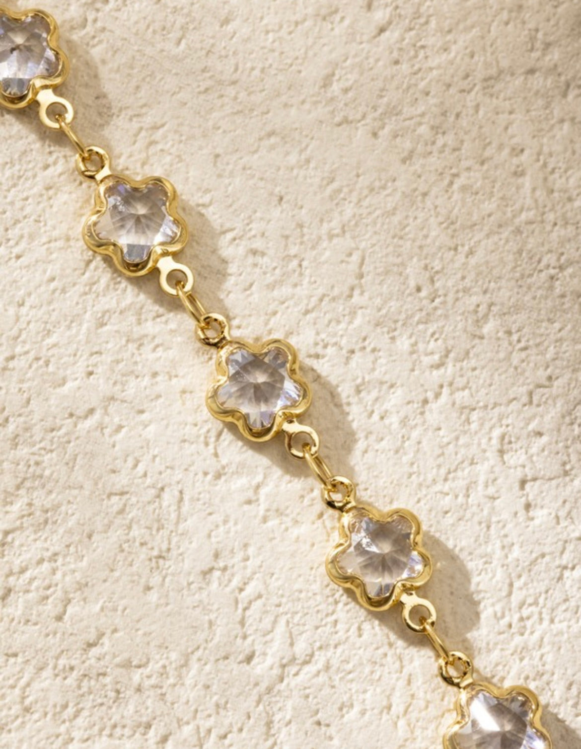 Clear Floral & Gold Necklace