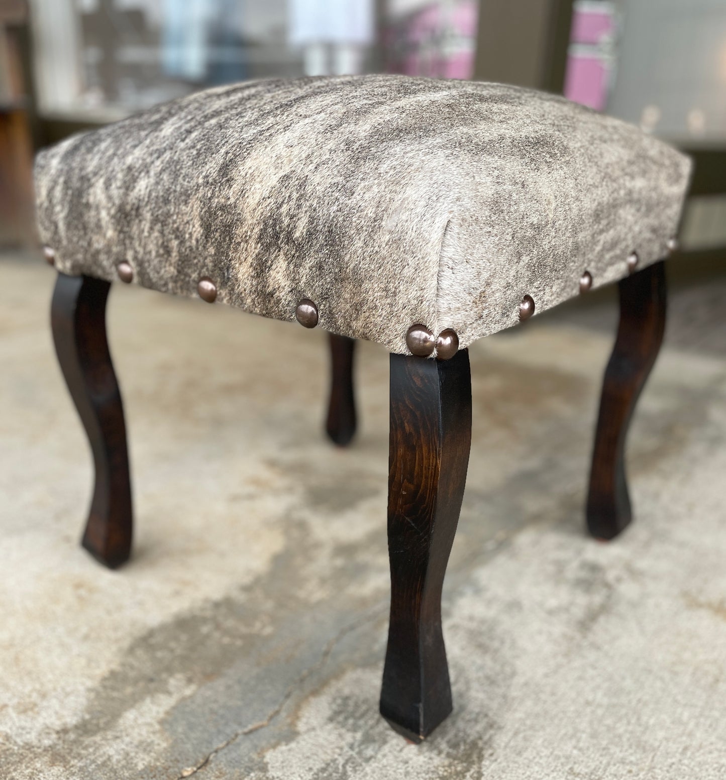 Brindle Cowhide Stool