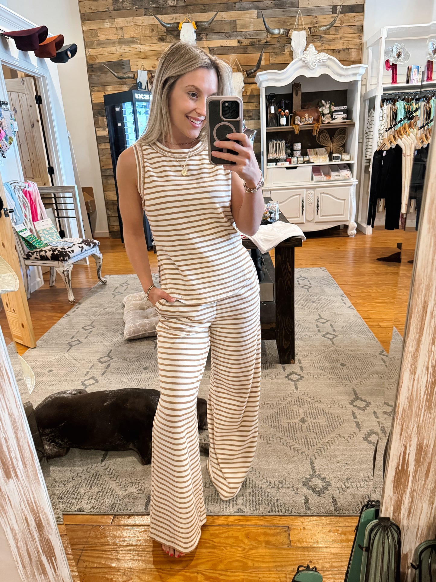 Stripe Knit Sleeveless Top