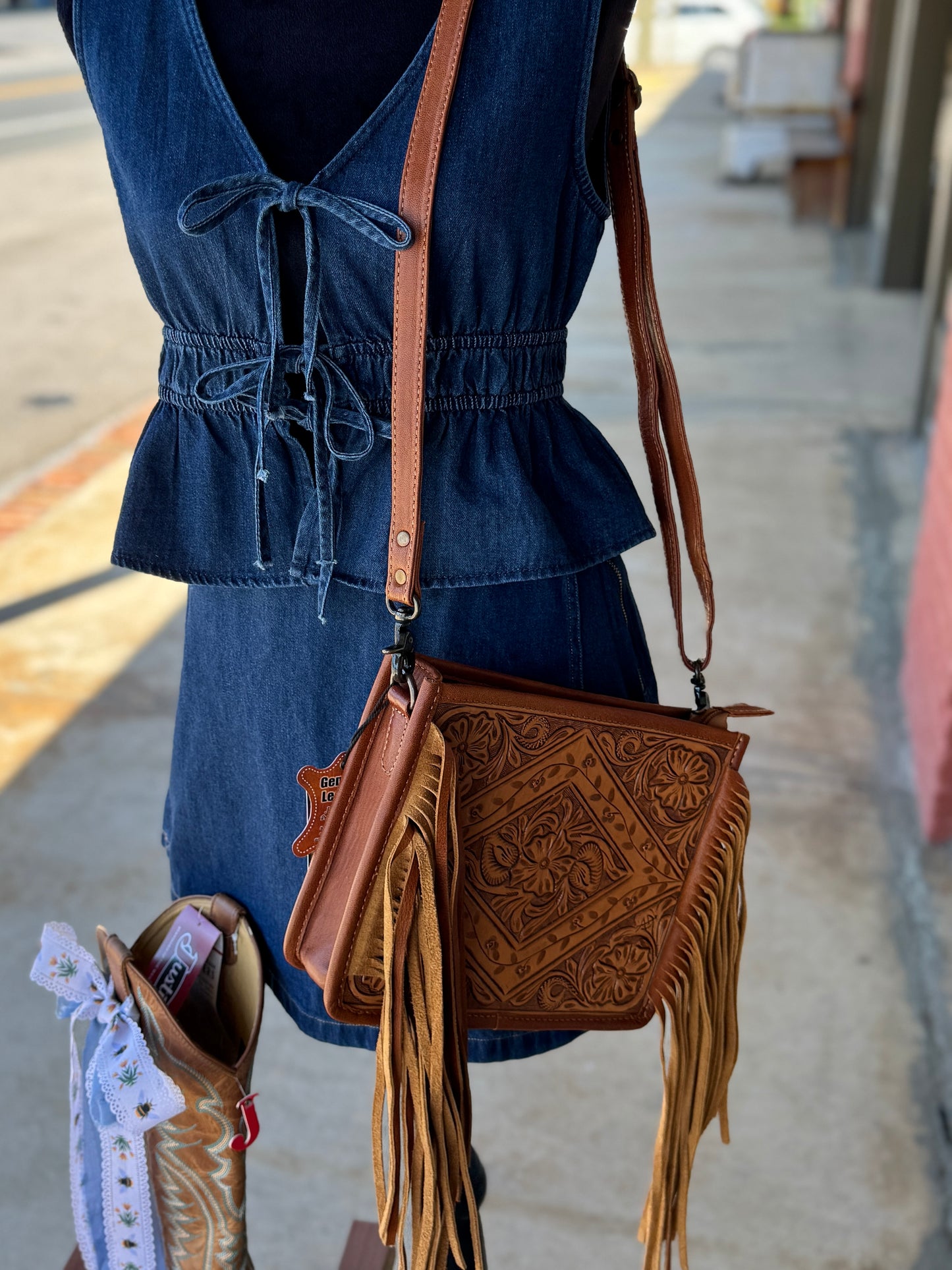 Floral Tooled Leather Purse