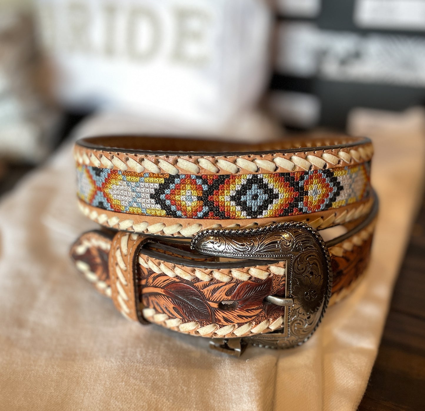 Amaretto Tooled 1 1/2” Belt