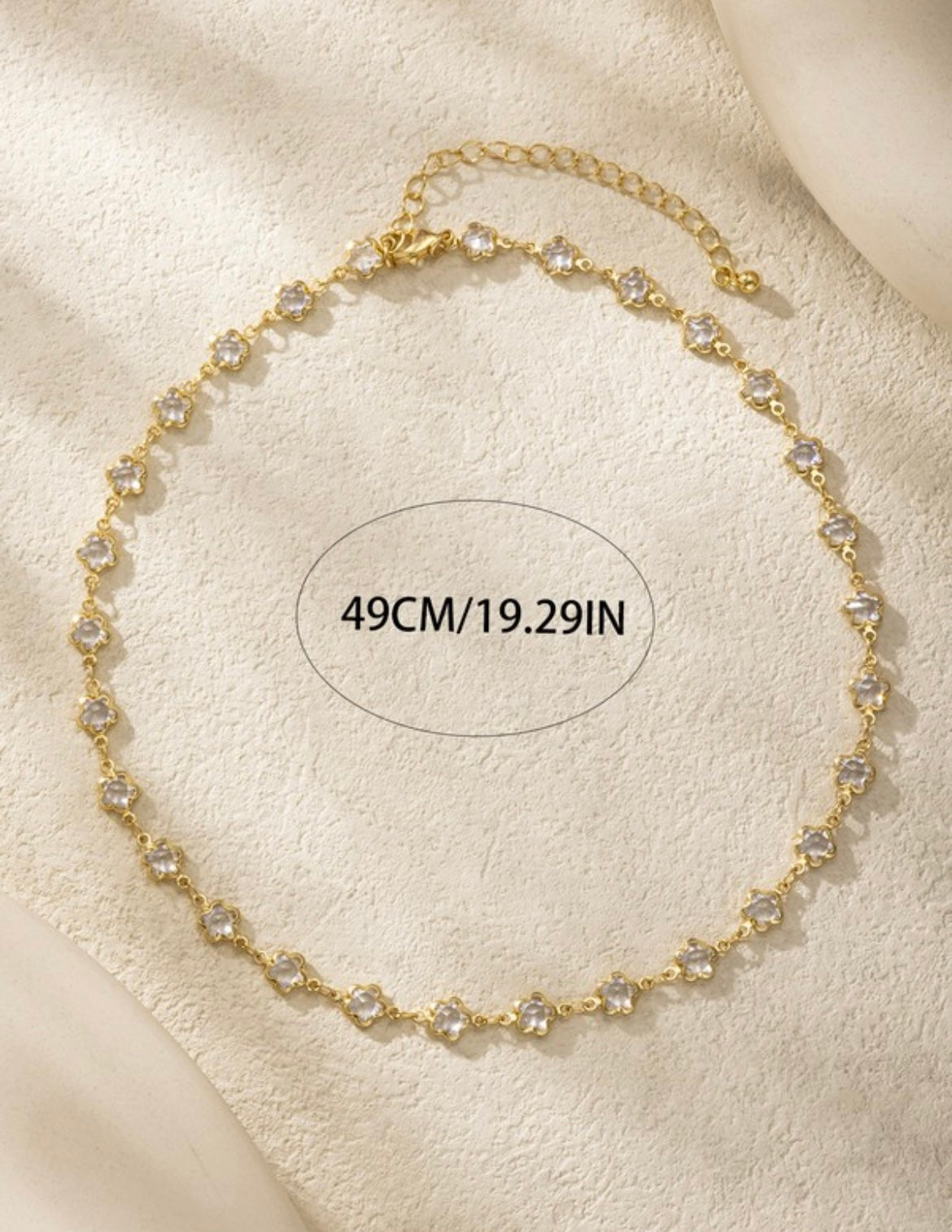 Clear Floral & Gold Necklace