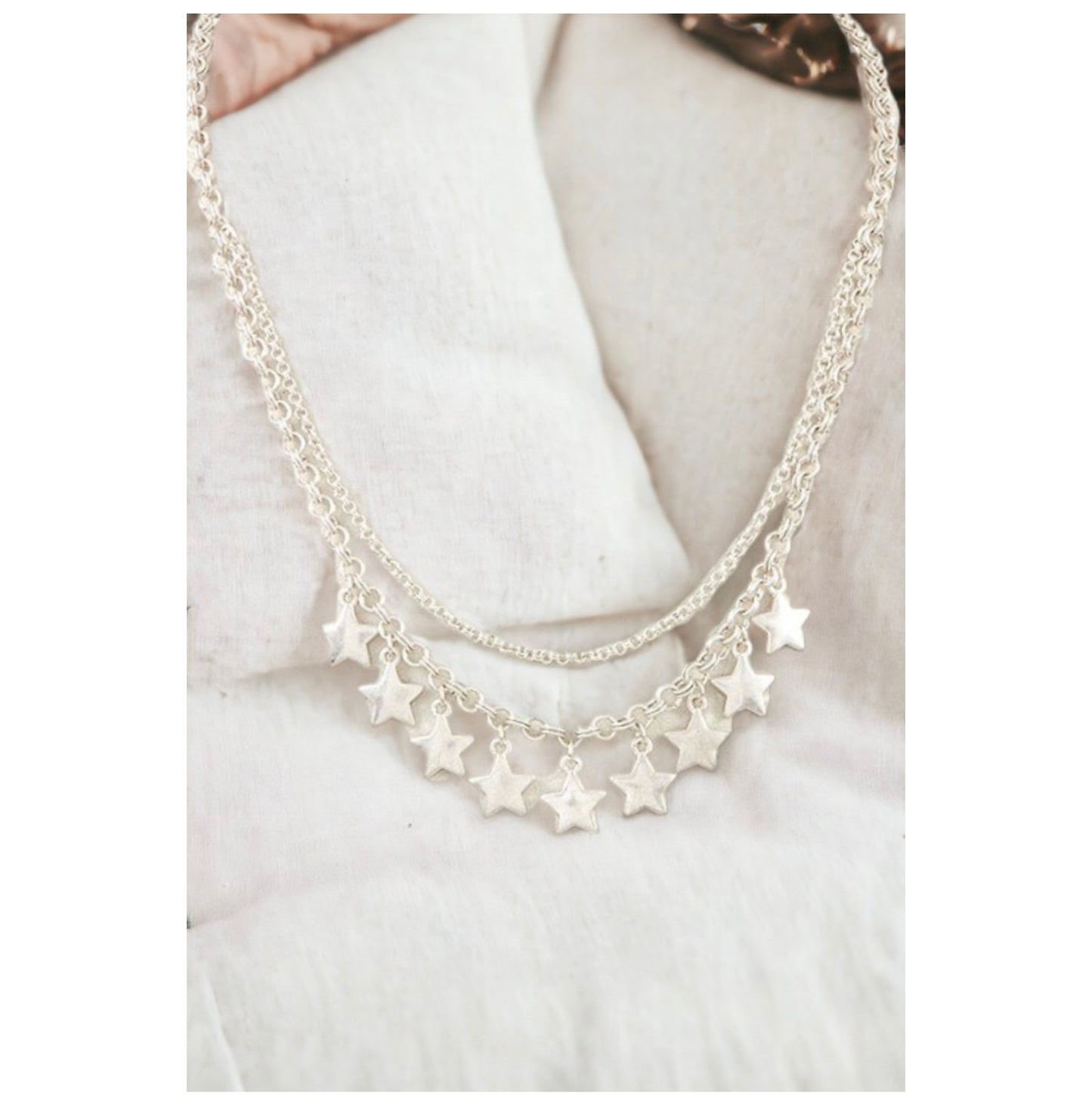 Worn Star Layered Charm Necklace