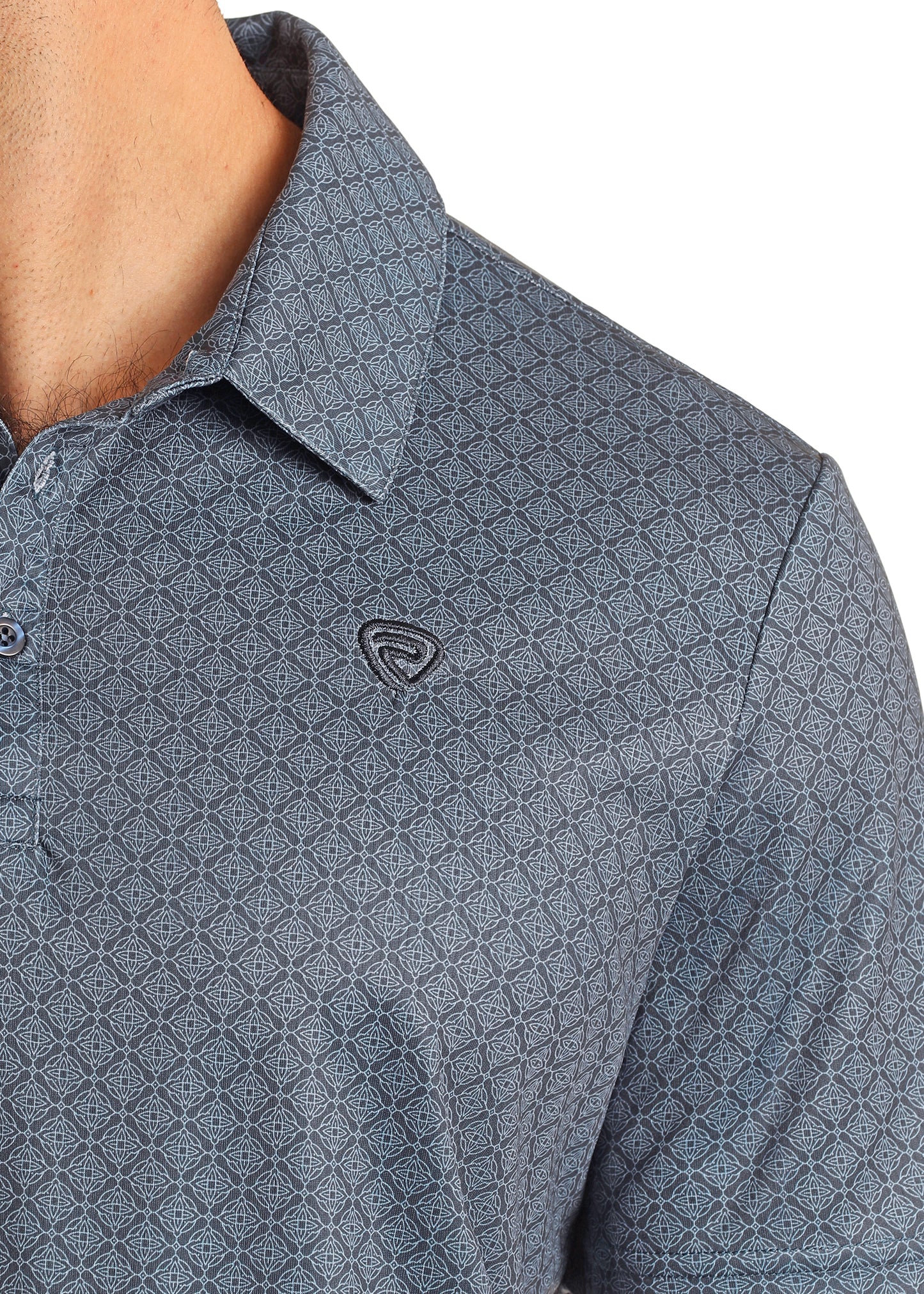 Navy Geo Printed Polo