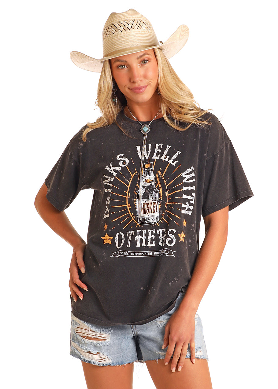 Drinks Well Black Oversized Tee