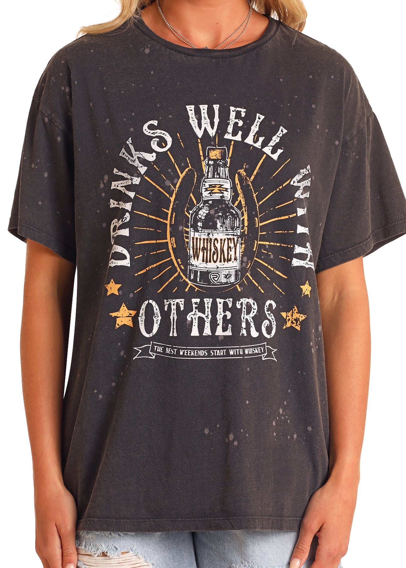 Drinks Well Black Oversized Tee