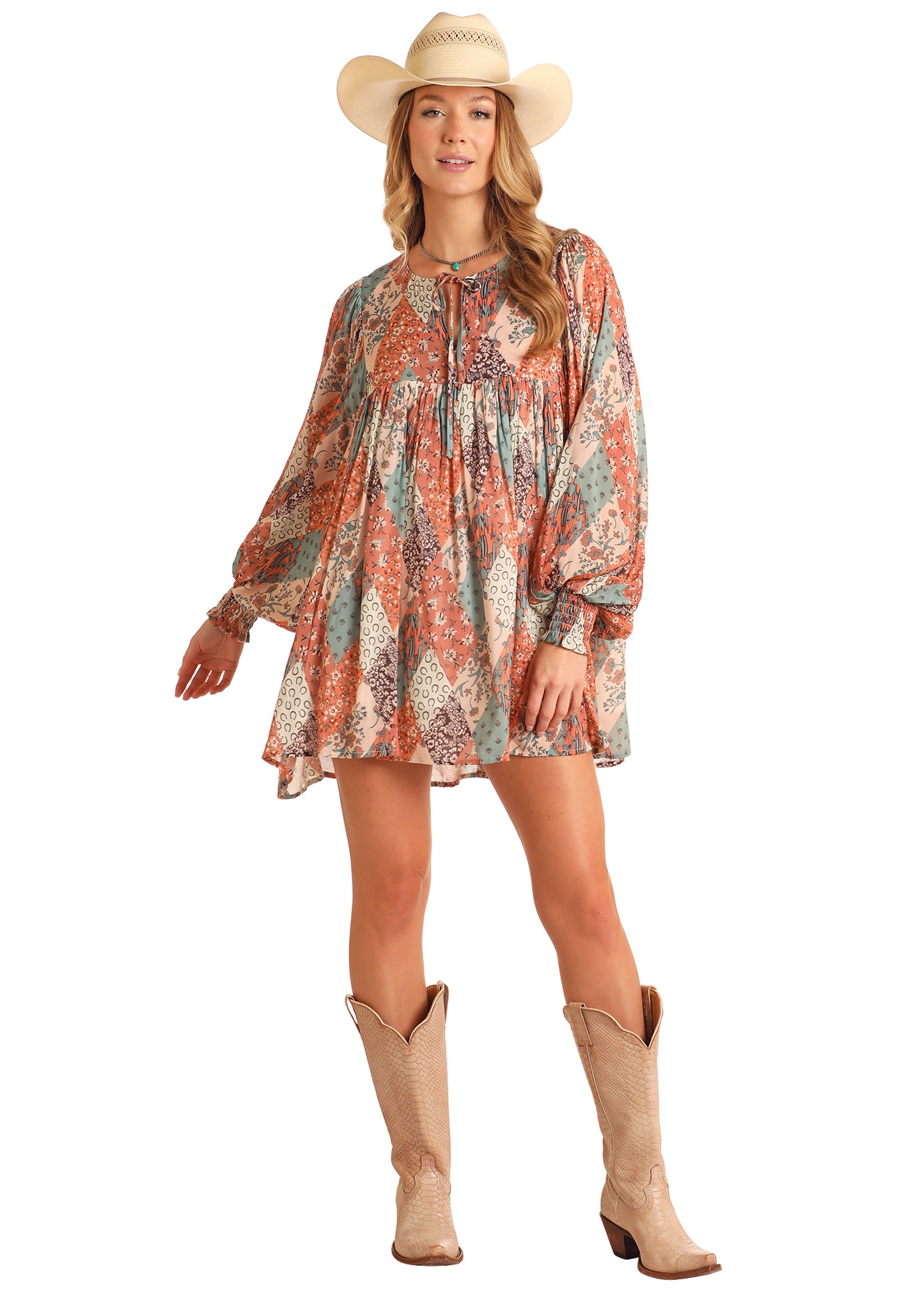 Patchwork Print Dress