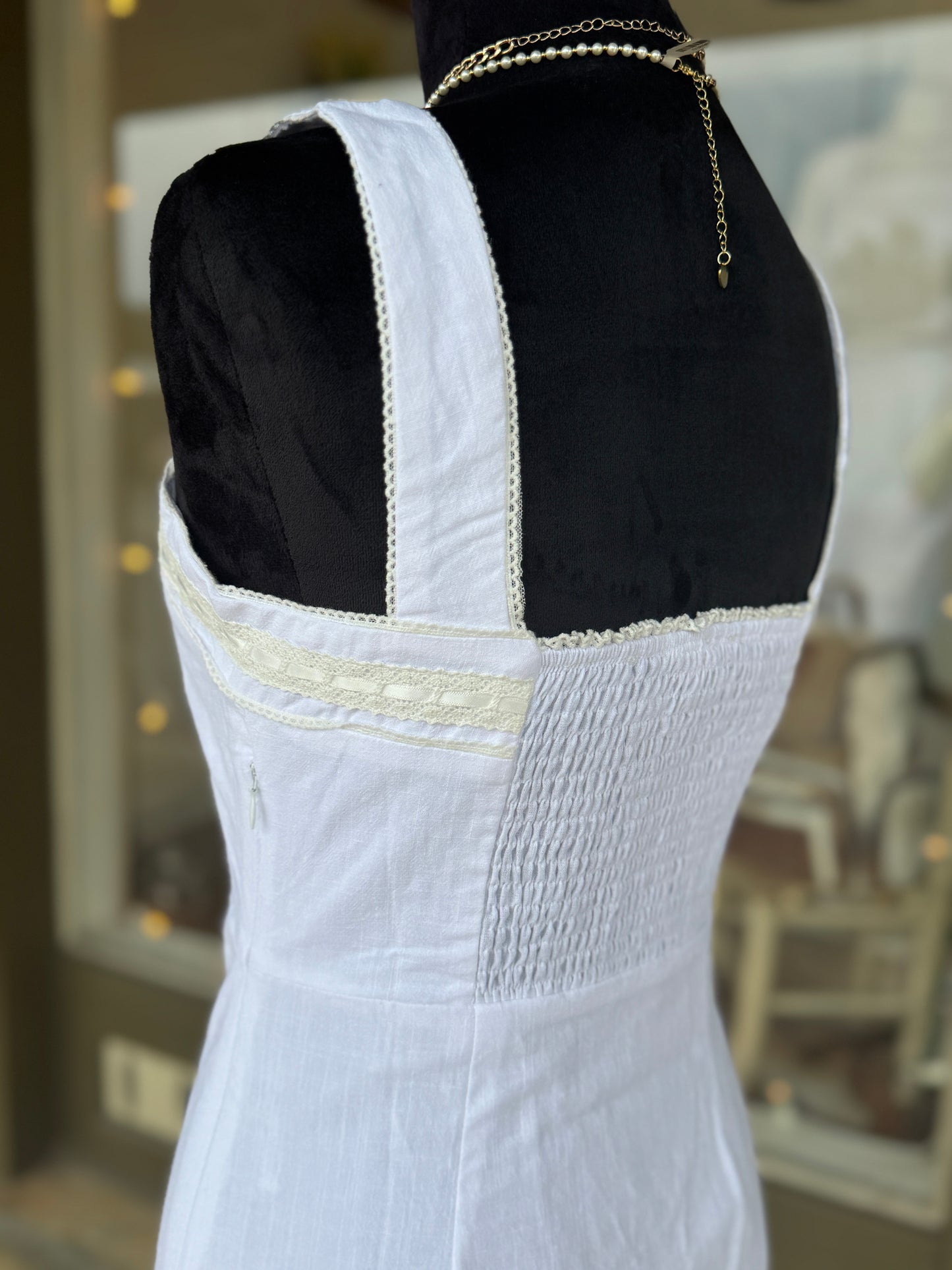 Off White Linen Mini Dress