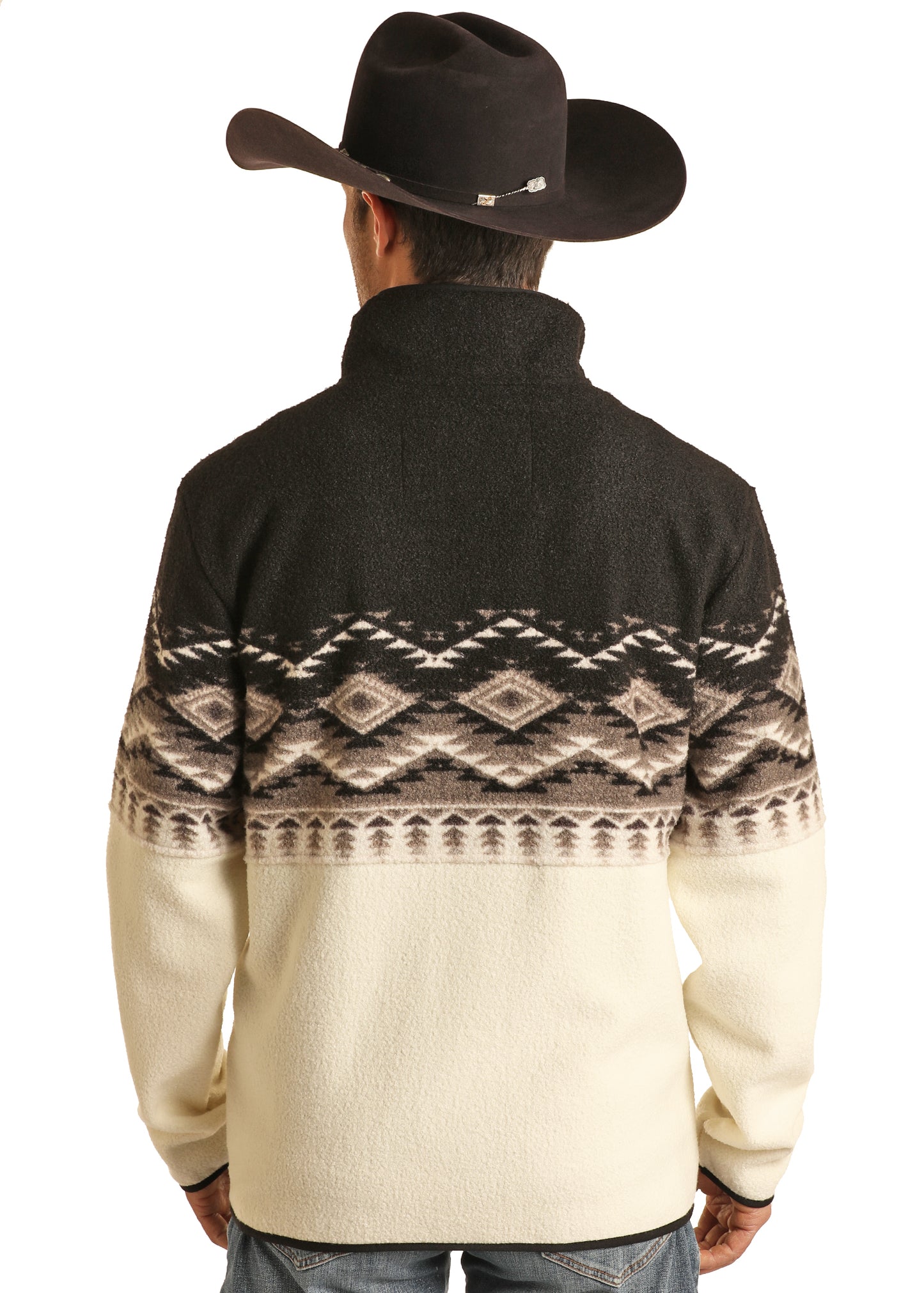 R&R Black Aztec Berber Pullover