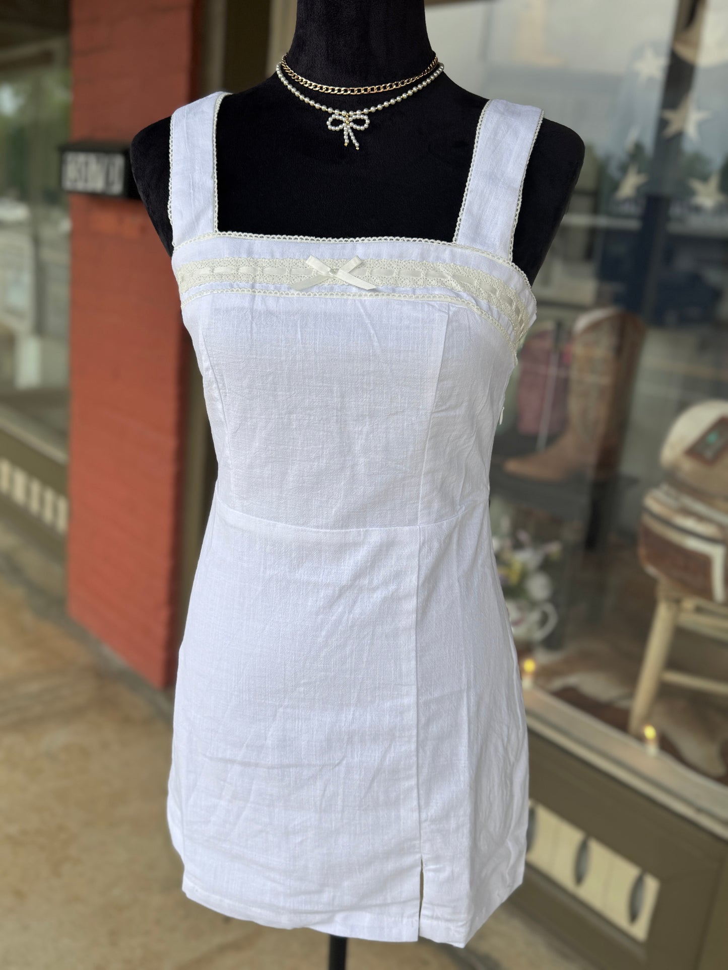 Off White Linen Mini Dress