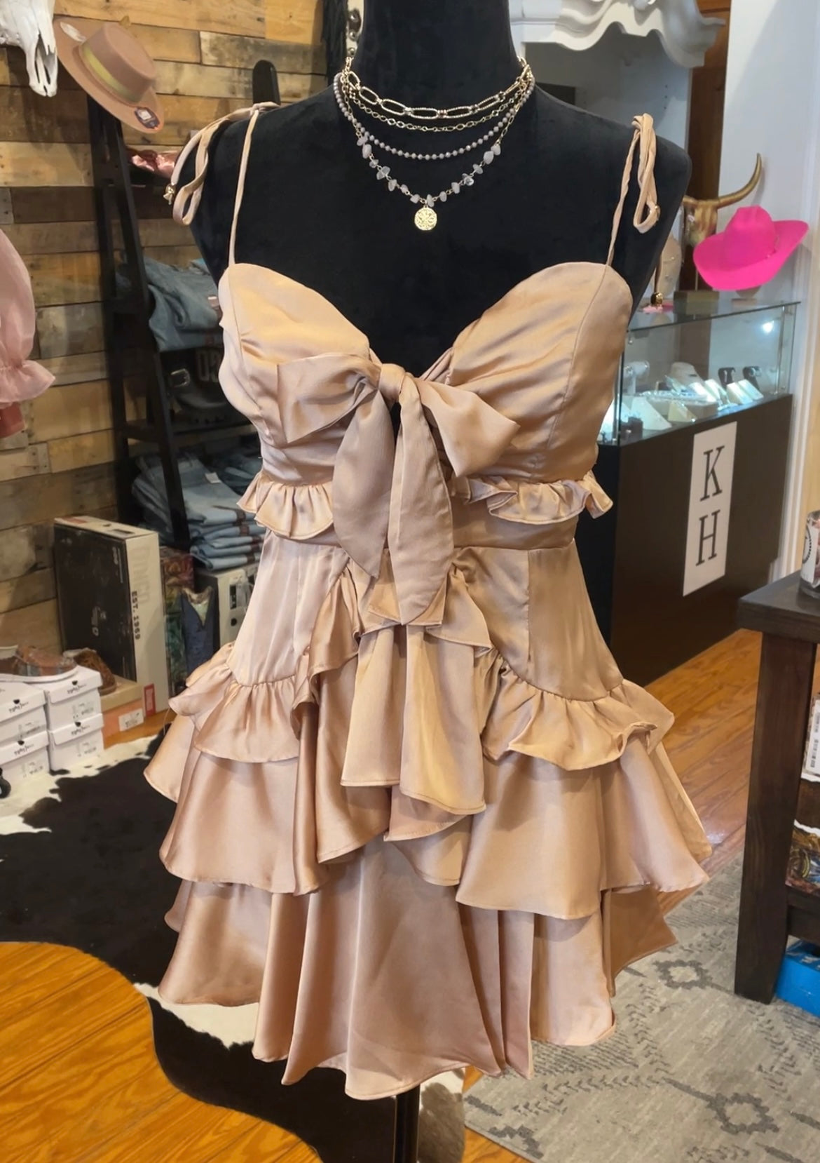 Champagne Tying Strap Dress