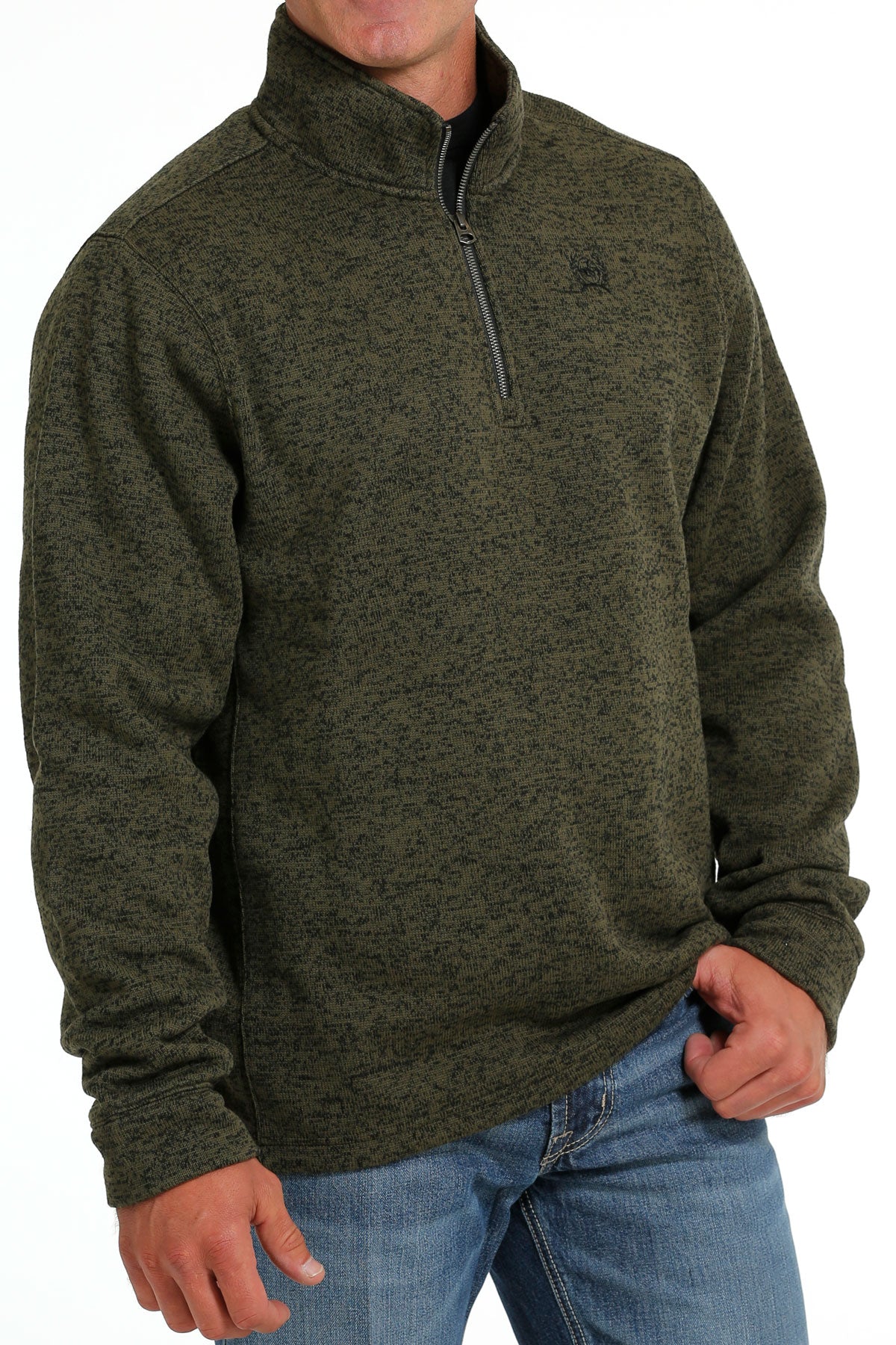 Jersey verde oliva con cremallera de 1/4 Cinch