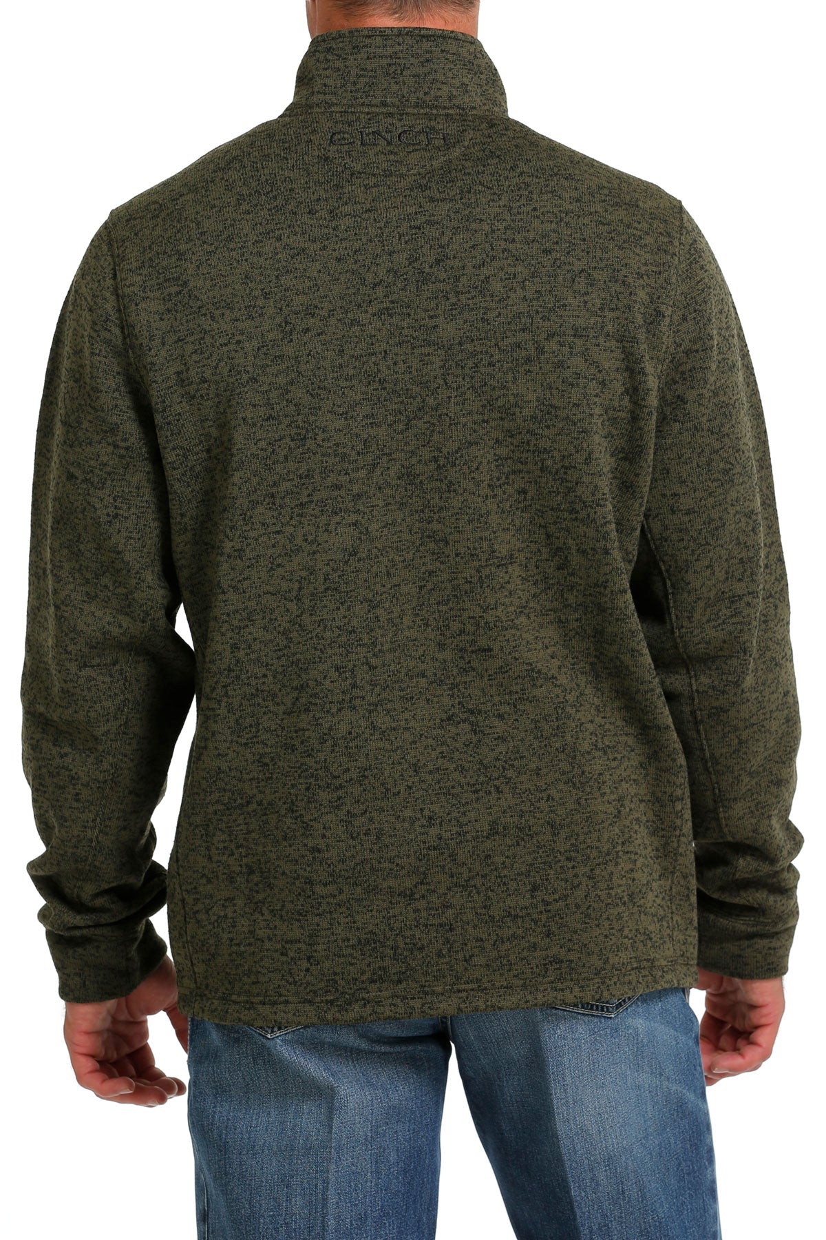 Jersey verde oliva con cremallera de 1/4 Cinch