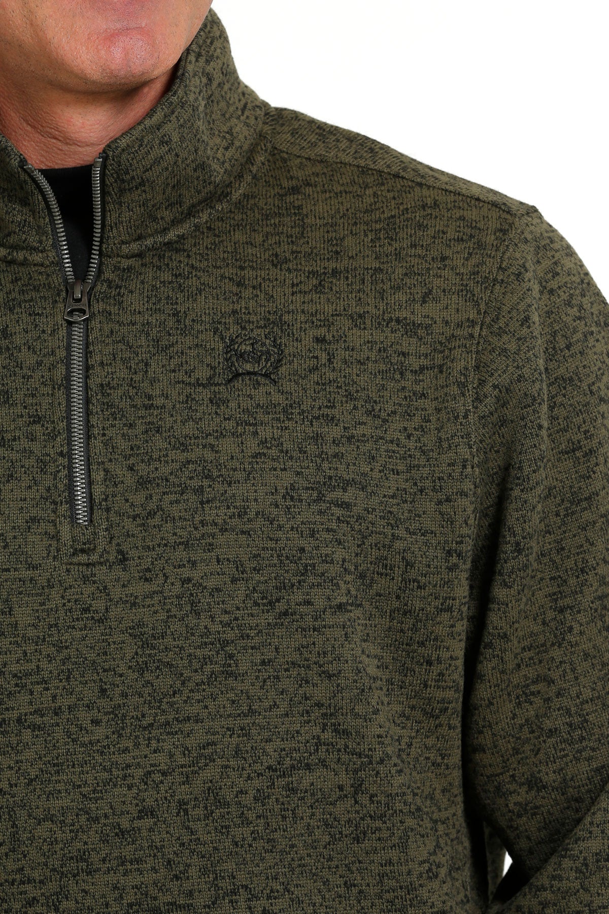 Jersey verde oliva con cremallera de 1/4 Cinch