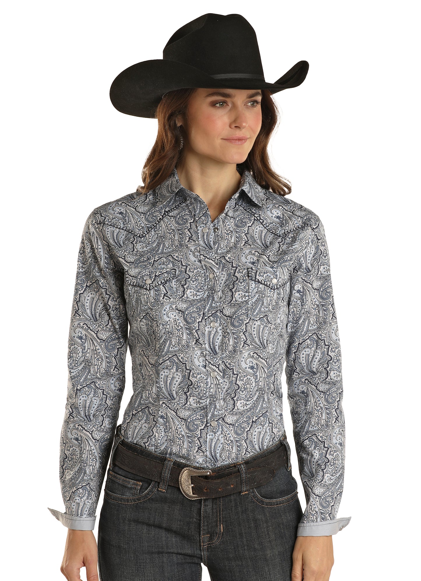 Panhandle Blue Paisley Pearl Snap