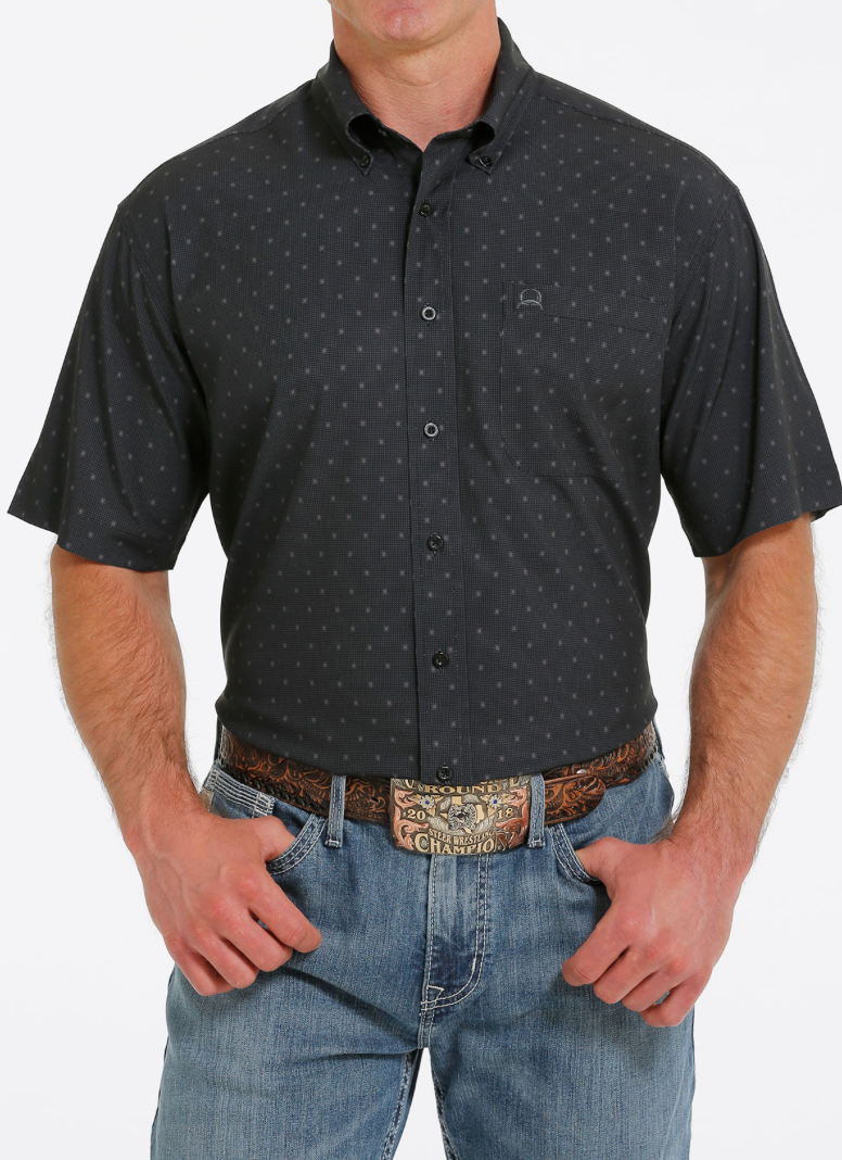 Arenaflex Black Print SS Button Down