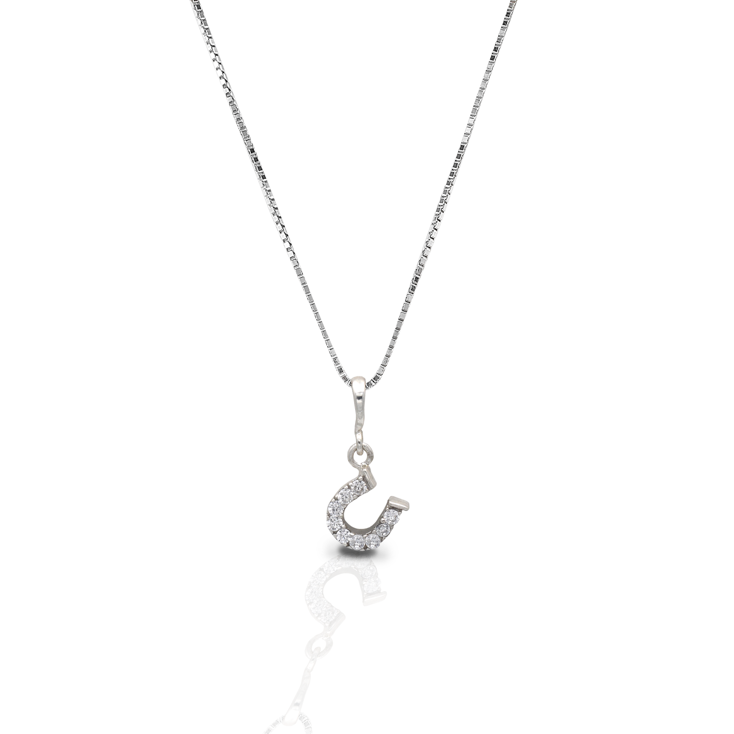 Clear Dangling Horseshoe Necklace