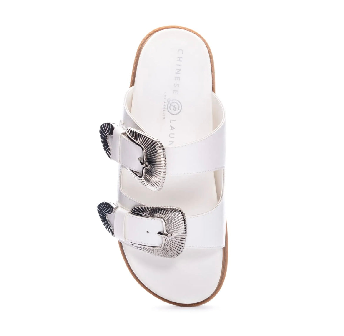 Laredo White Western Buckle Sandal