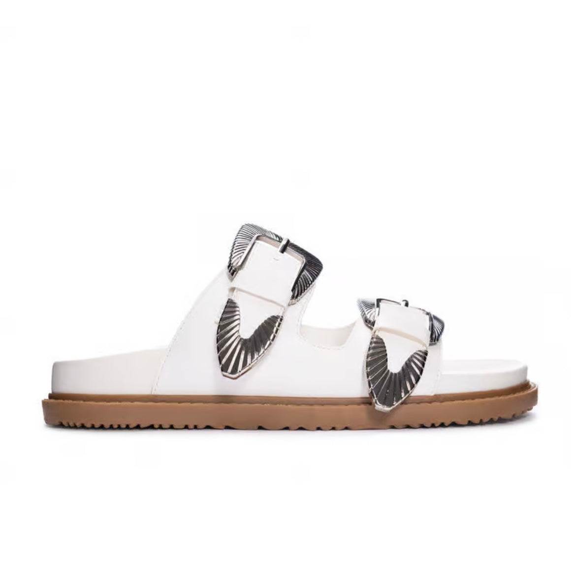 Laredo White Western Buckle Sandal