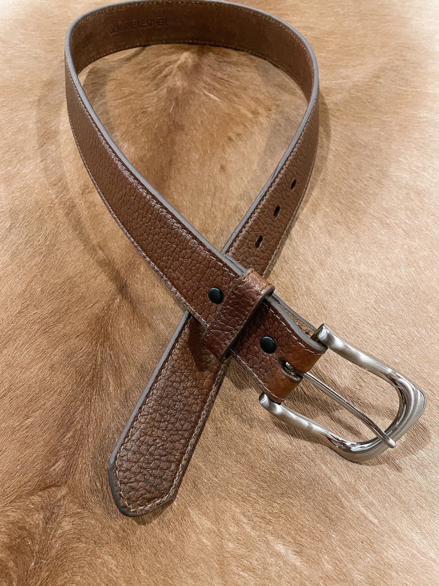 Pebble Brown Leather Belt