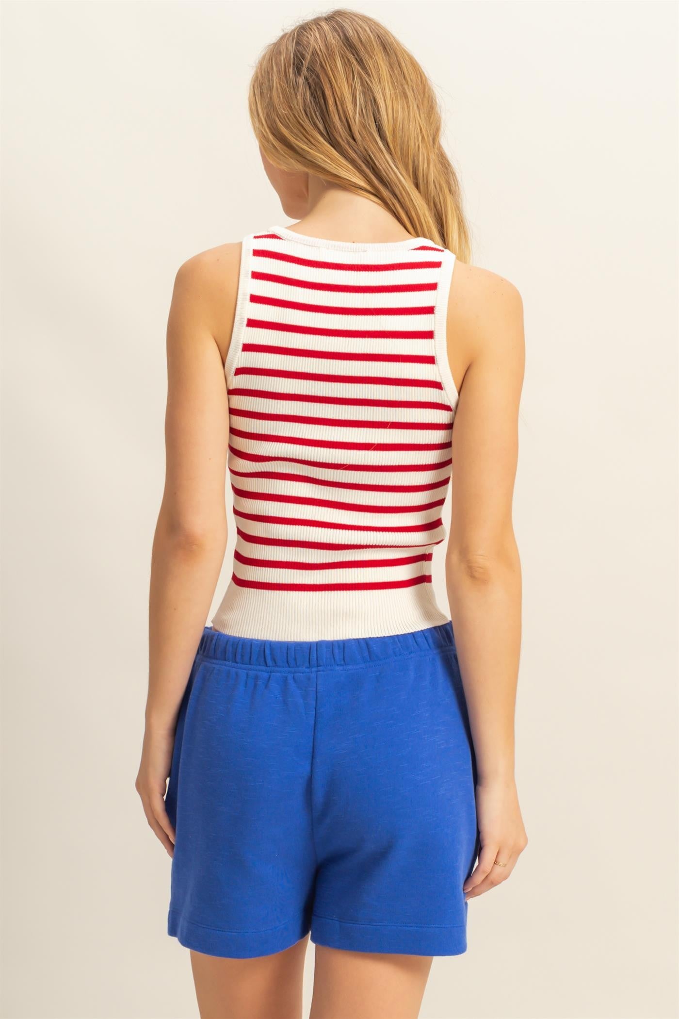 Red & Cream Stripe Tank Top