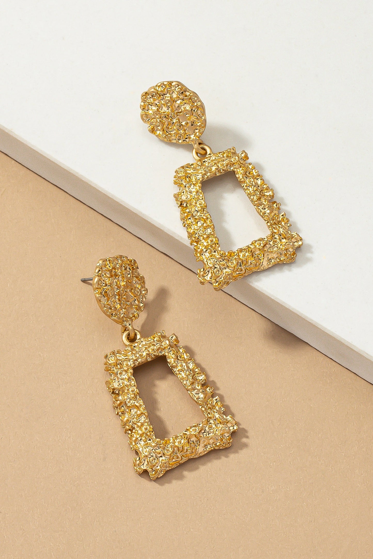 Gold Textured Dangle Earring