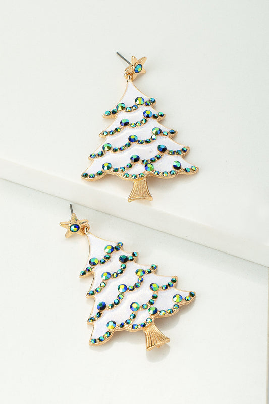 White Christmas Tree Earring