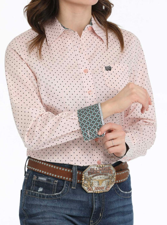 Cinch Pink Dot Button Down