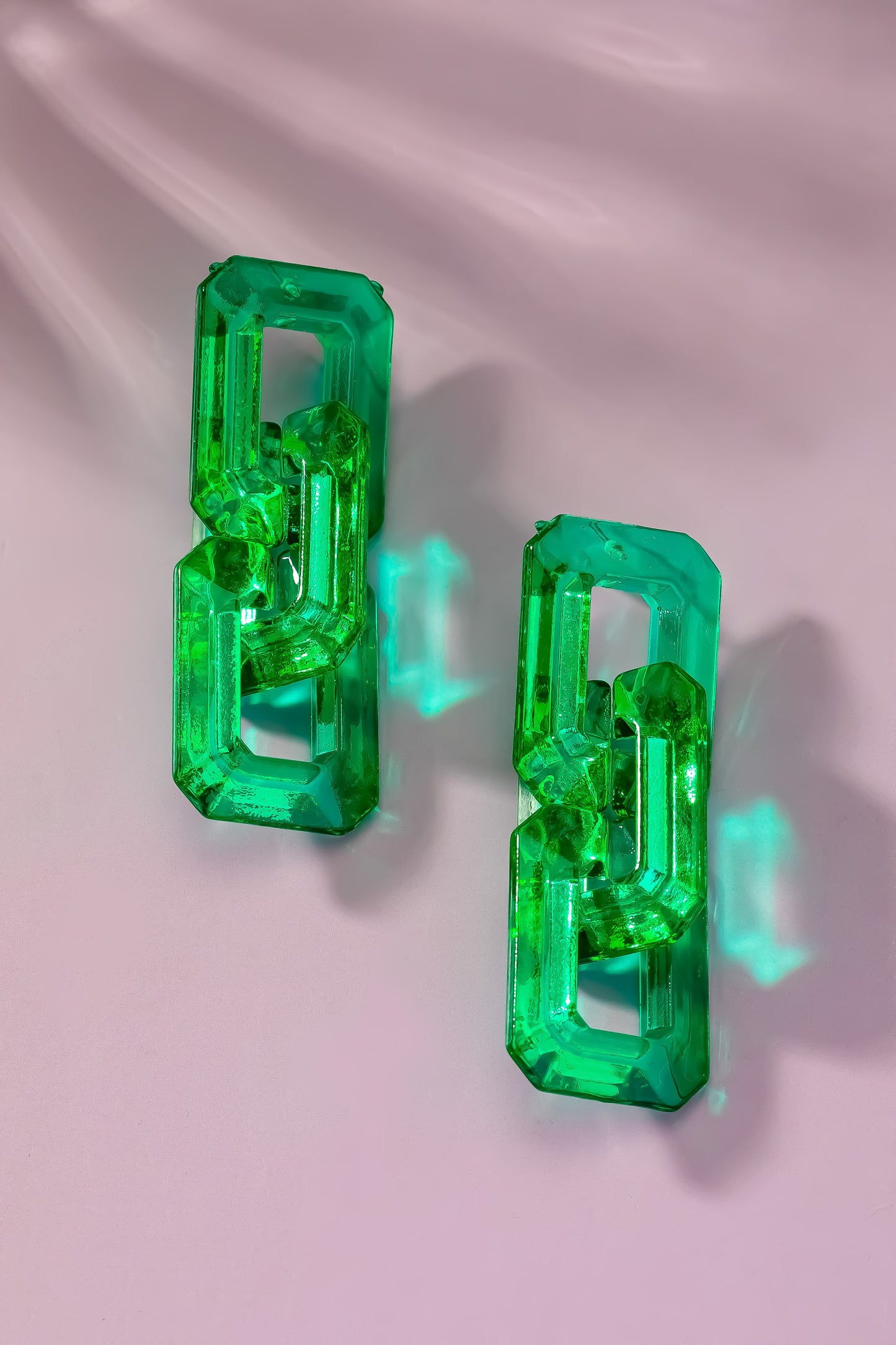 Green Statement Chain Earring