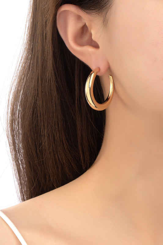 Gold Crescent Hoop Earrings