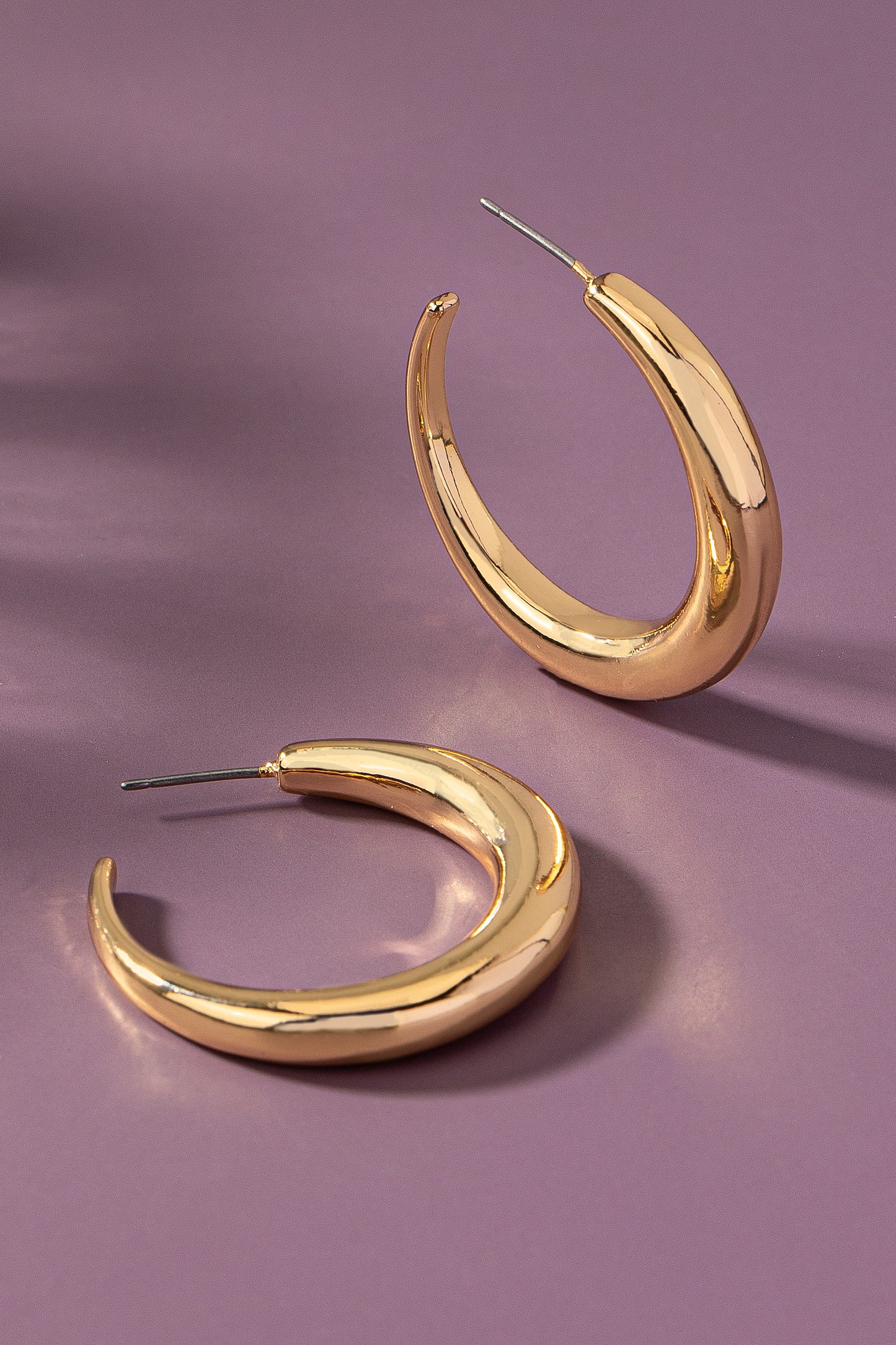 Gold Crescent Hoop Earrings