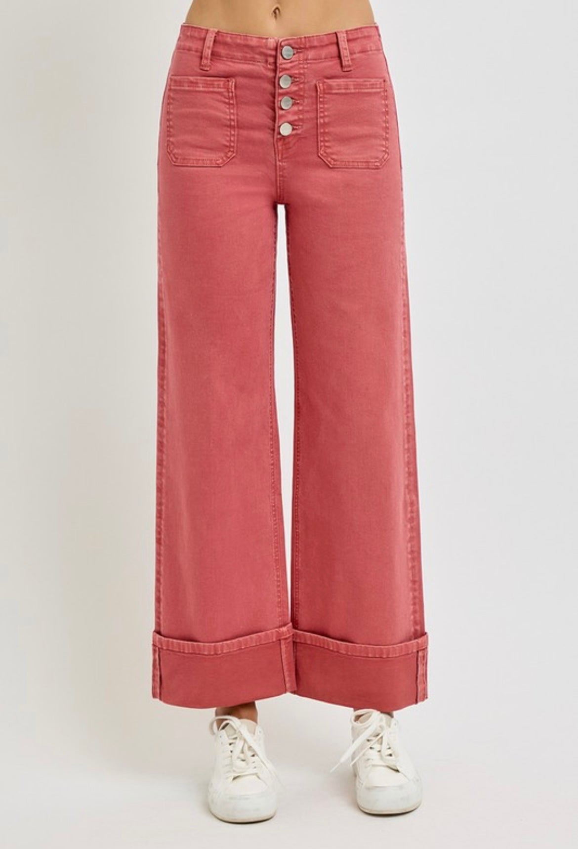 Risen Red Brick Front Pocket Cuff Denim