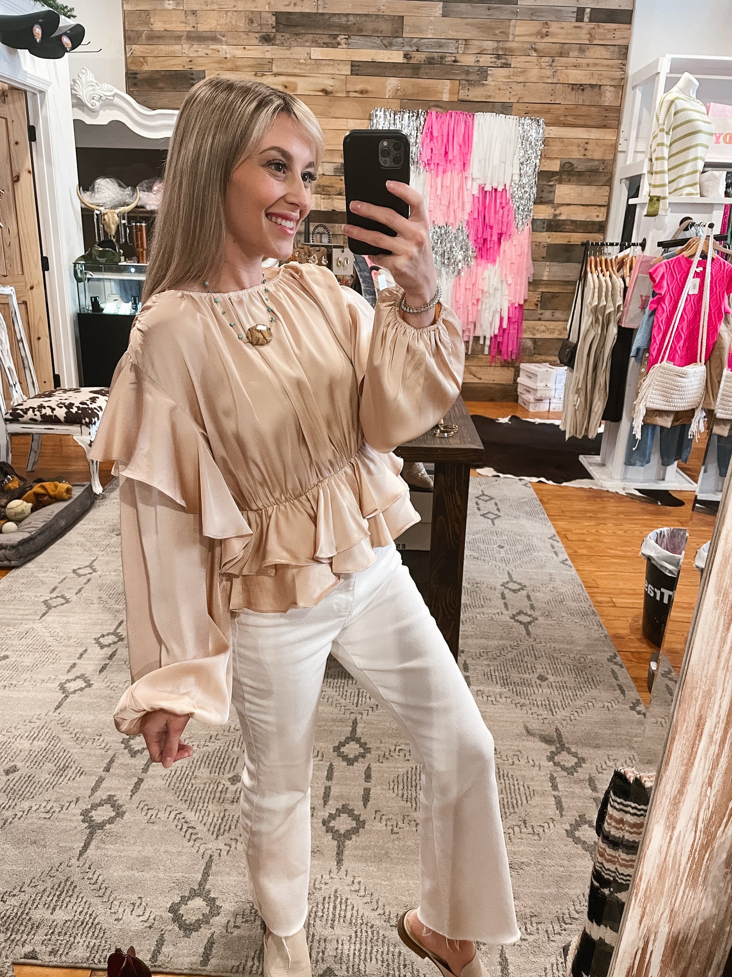 Champagne Ruffle Top