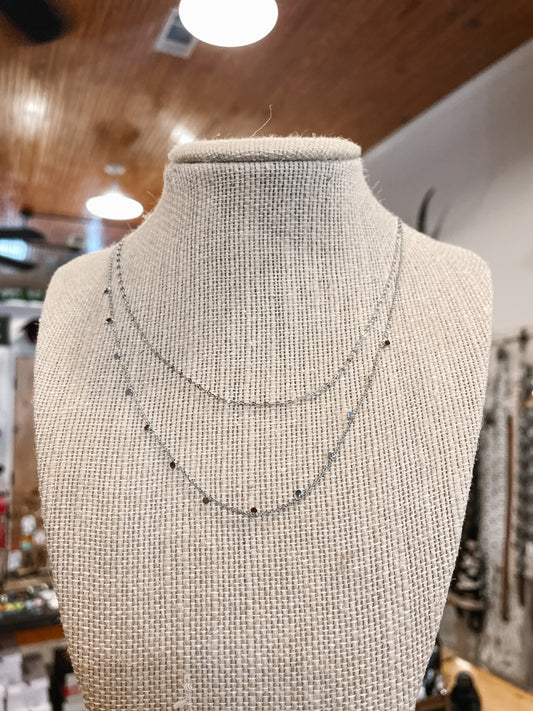 Silver Layered Flat Chain Necklace