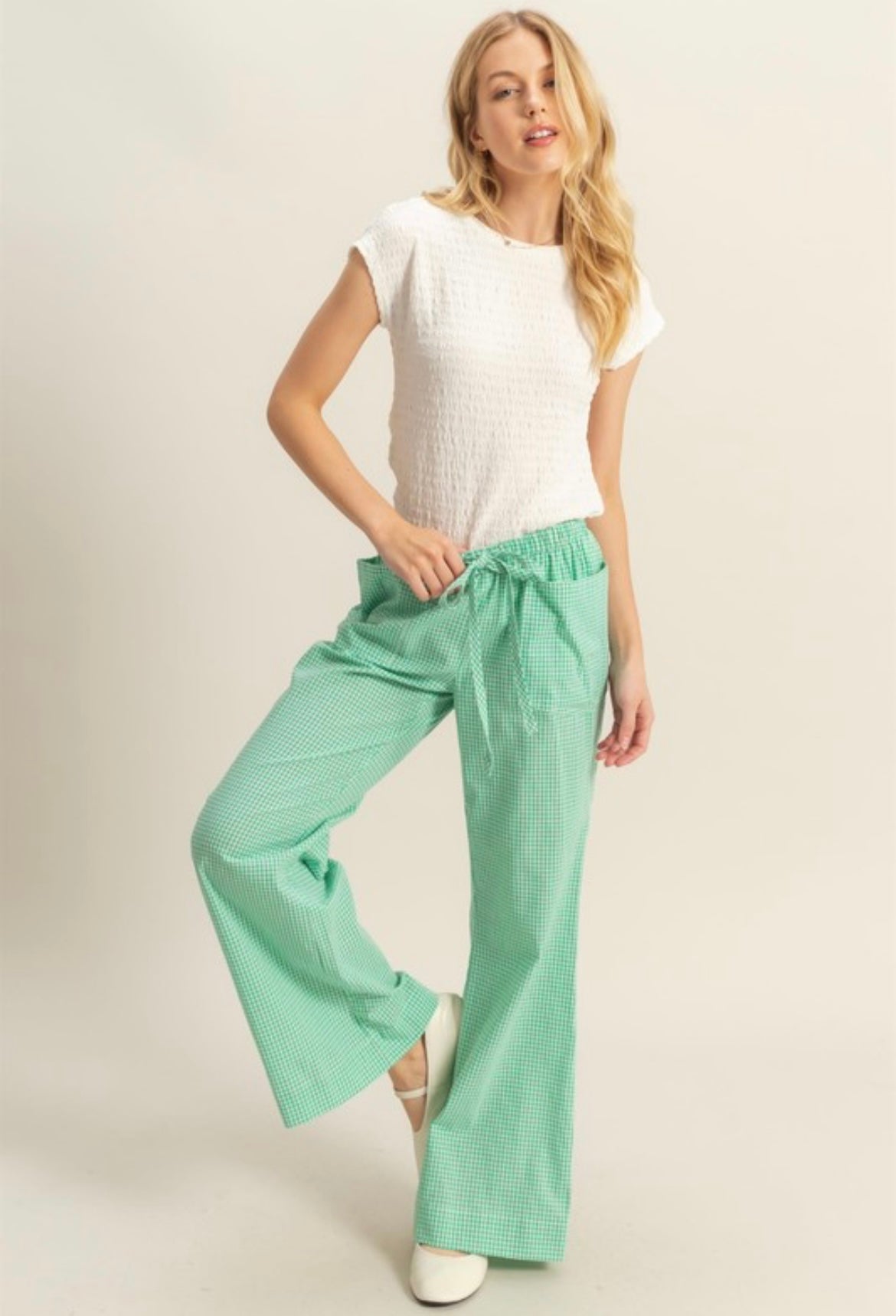 Kelly Green Gingham Pants