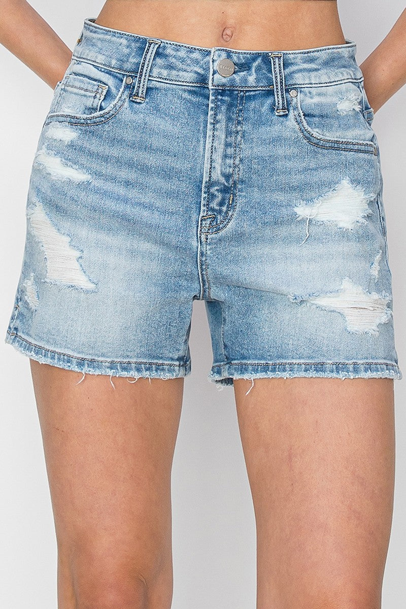 Risen Light Wash High Rise Shorts