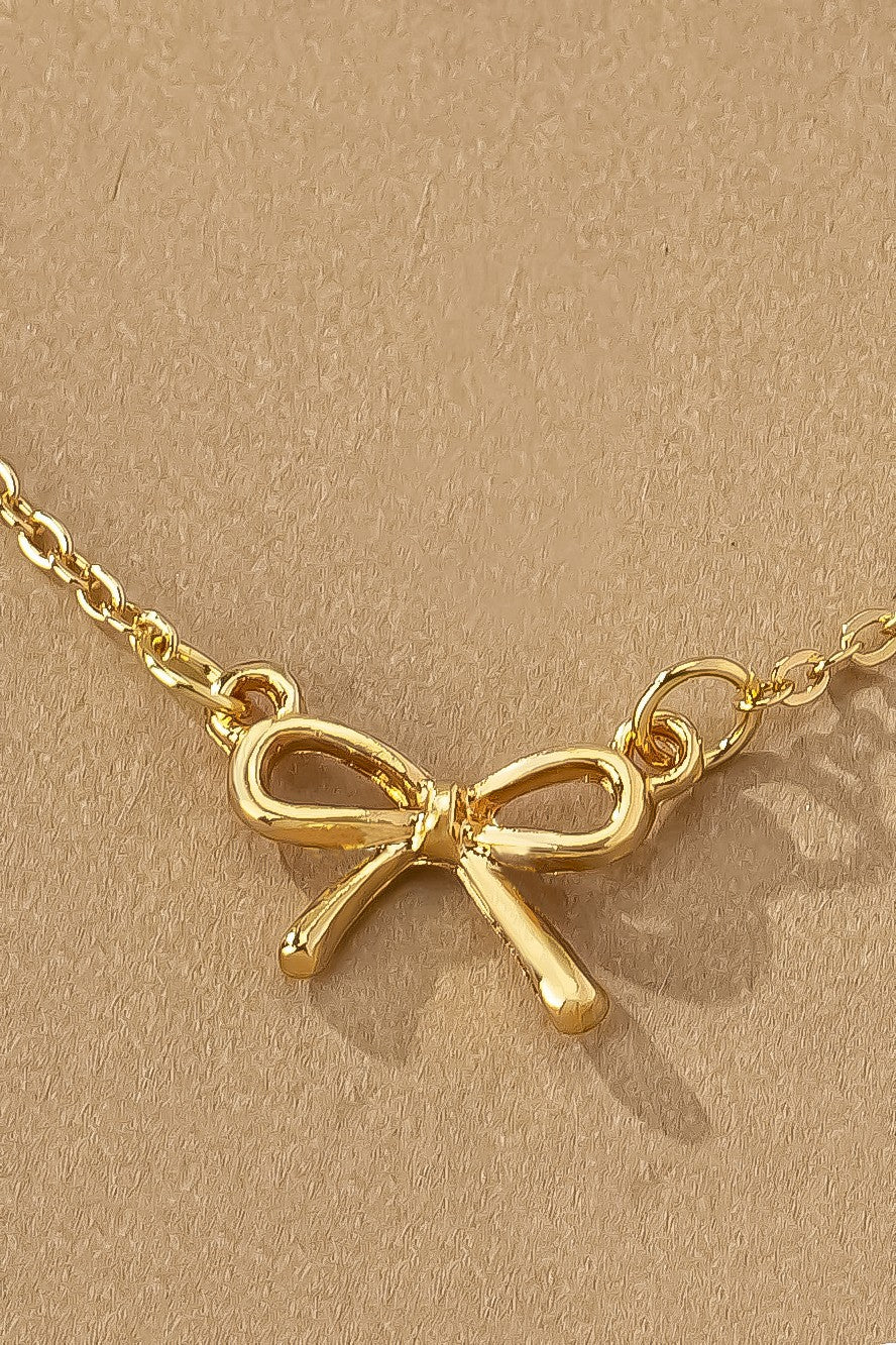 Gold Delicate Bow Necklace