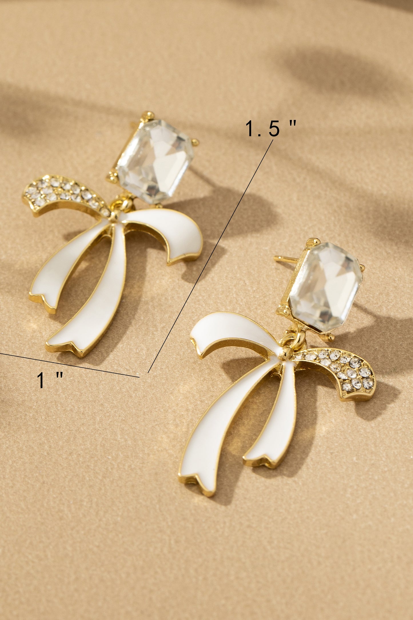 Rhinestone Bow Drop Earring