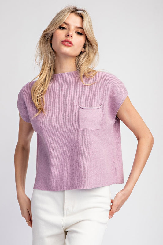 Lilac Short Sleeve Knit Top