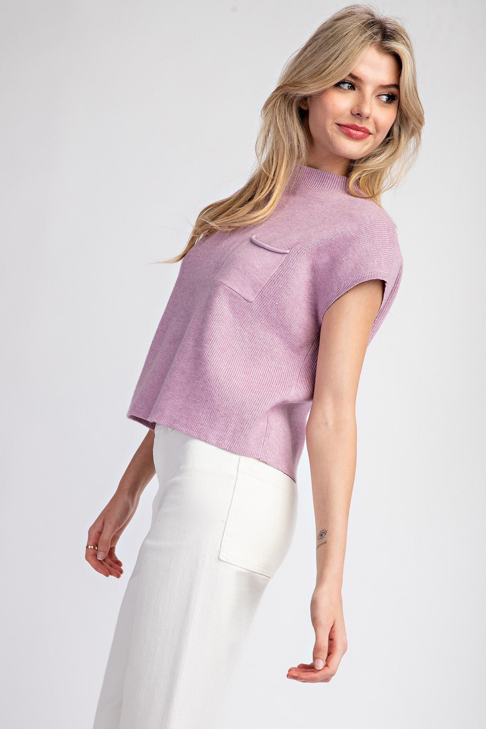 Lilac Short Sleeve Knit Top