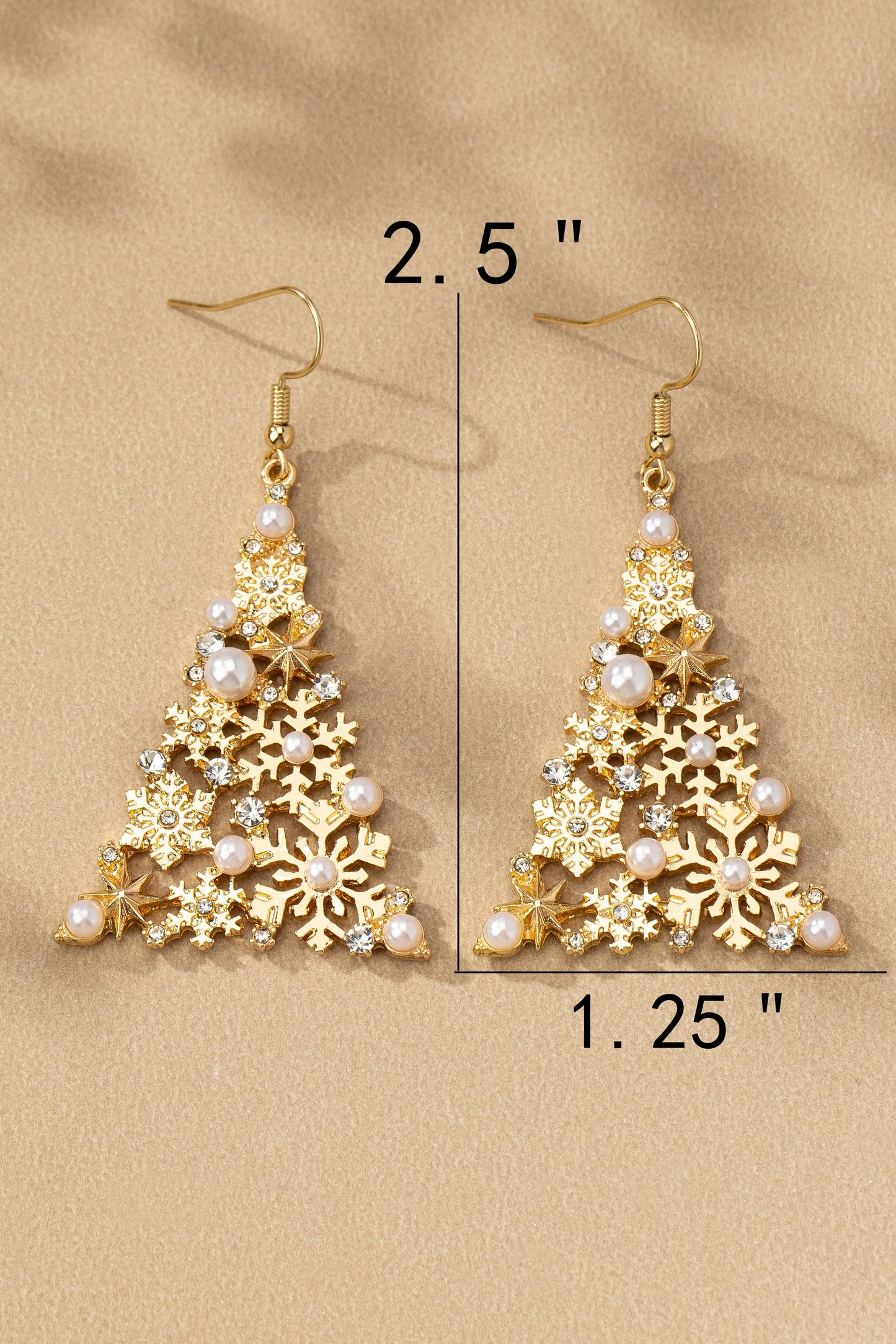 Gold Snowflake Christmas Tree Earrings