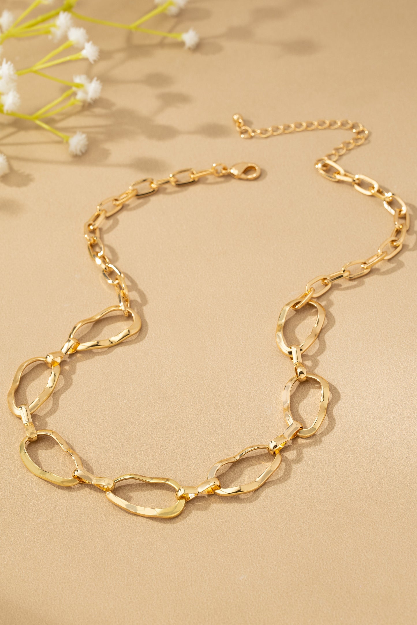 Gold Hammered Chain Necklace