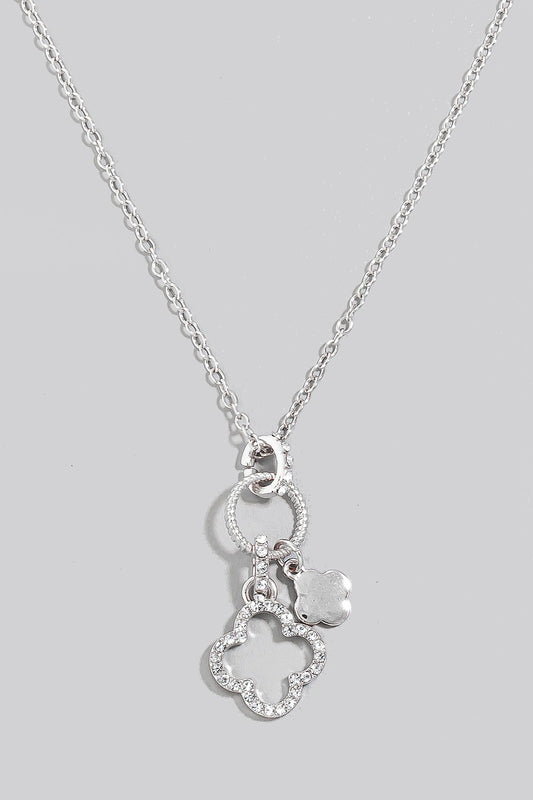 Clover Charm Necklace Silver