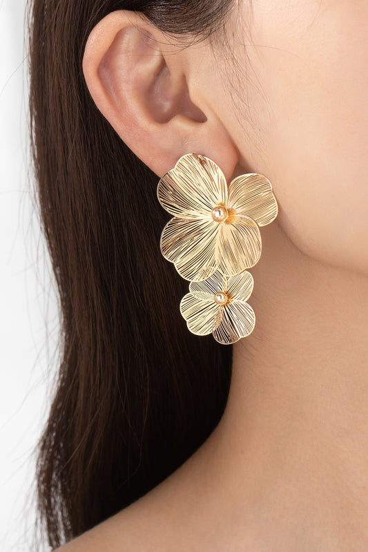 Gold Flower Stamp Earring