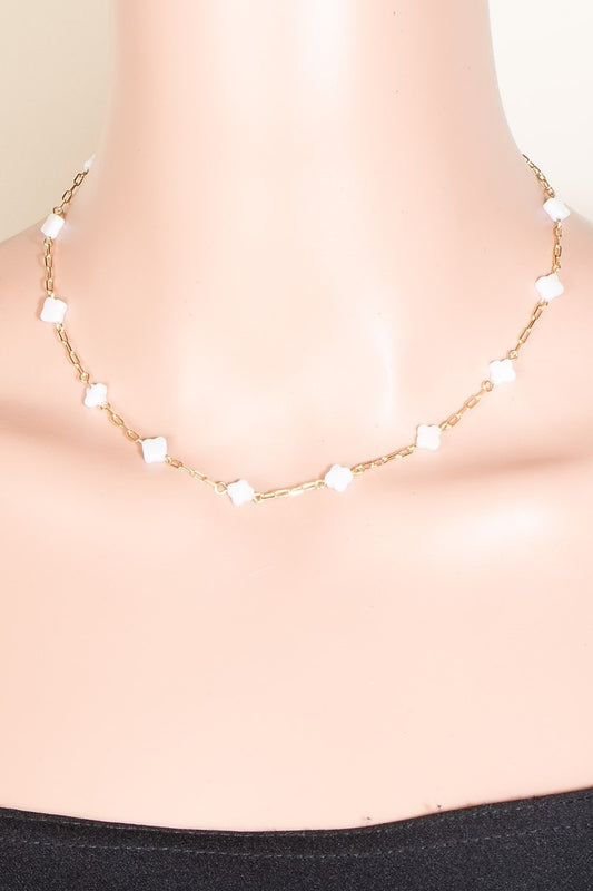 Clover Pearl Chain Necklace